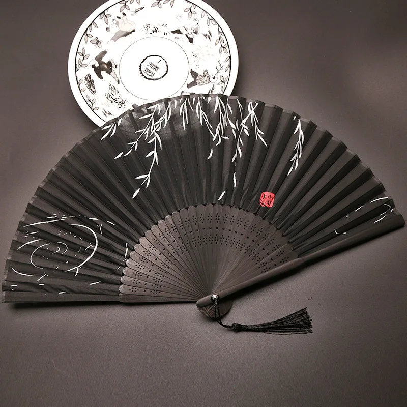 Japanese Folding Fan Handmade Decorative Kanagawa Wave Foldable Fan Handheld Vintage Hand Fans For Women Portable Folding F
