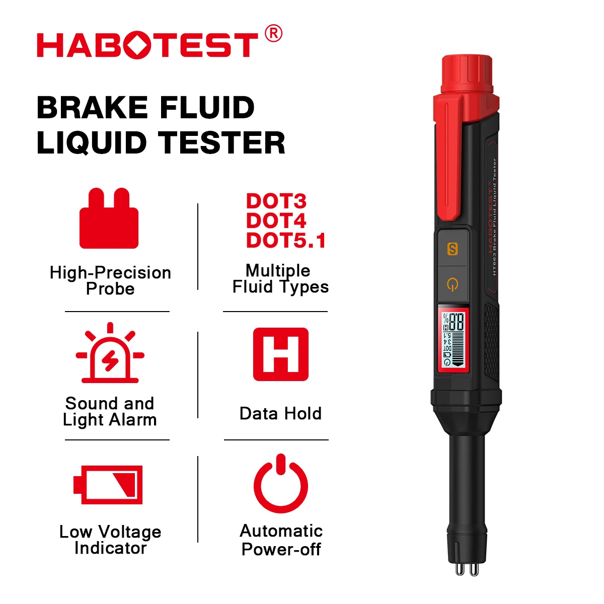HABOTEST HT663/HT663L Brake Fluid Liquid Tester brake Oil Detecting Pen Automobile Brake Fluid Content Detector