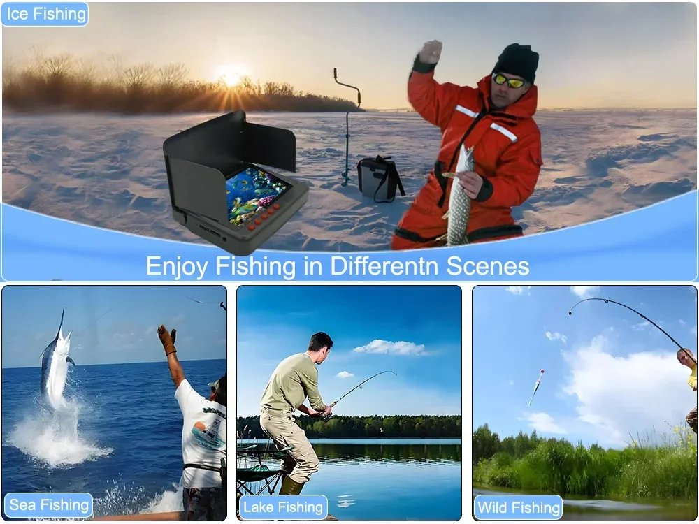 SY5A 4K 5inch Monitor Camera Kit with DVR Portable Underwater Fishing Camera 20M