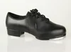 Classic Clogging Tap Shoes For Men And Women Lace Up Human Leather Middle Heel Jazz Tap Dance Shoes From Kids to Adult 26-46 3