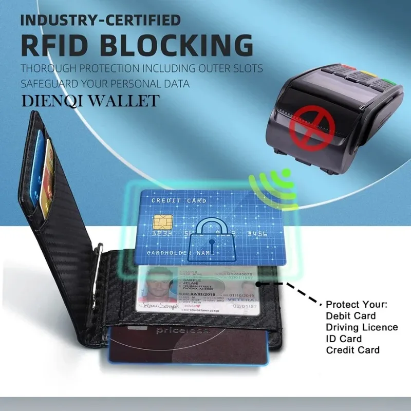 Synthetic Leather Slim Smart Wallet for Men Credit Card Holder Money Clip RFID Blocking Men Thin Bifold Wallet Money Bag synthetic leather wallet