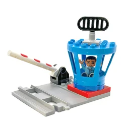 Large Building Blocks Train Set - Electric Locomotive & Interactive Railway Track (Control tower)
