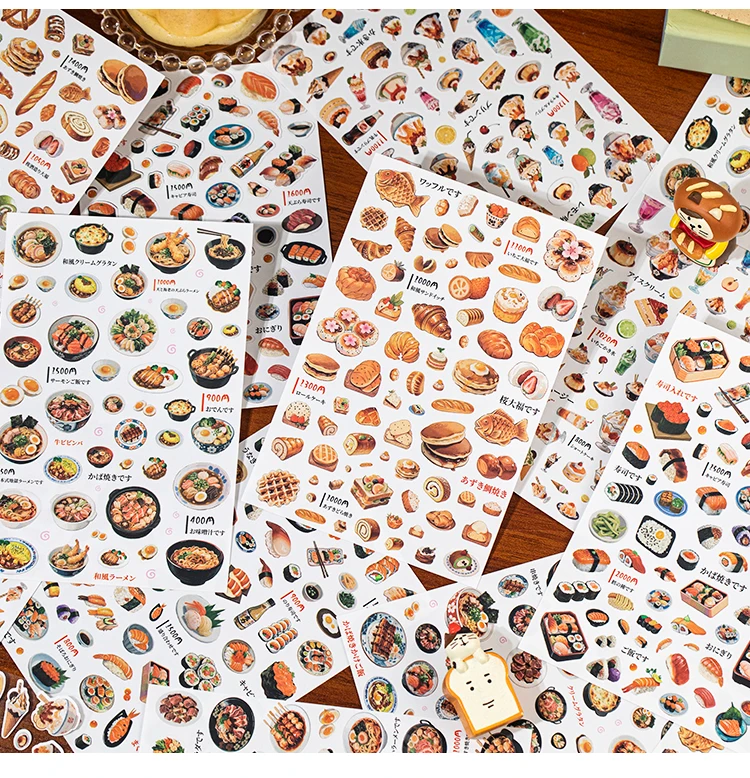 2 pcs Delicious Food Sticker Retro Hand Account Die cutting Sticker Pack Collage Journal Scrapbooking Stickers Office Stationery