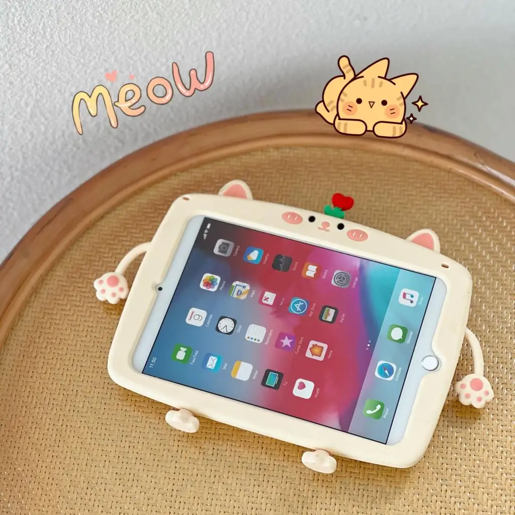 Children's Adorable Silicone Cover with 360° Rotating Stand and Handle Grip