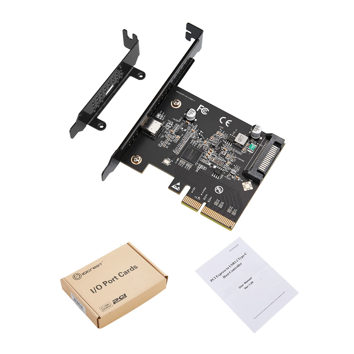 USB-C 3.2 Gen 2x2 PCI-e Gen 3 x4 Type-c Expansion Card 20Gbps ASMedia ASM3242 Chipset with SATA 15 Pin Power