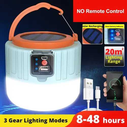야외 태양광 LED 캠핑 조명, USB 충전식 텐트 휴대용 랜턴, 낚시 바베큐 캠핑용 비상 조명 7
