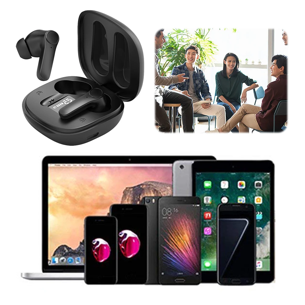 144 Languages Real Time Translator Earbuds 4 Translation Mode Wireless BT Translator Headset IPX6 Waterproof for Business Travel