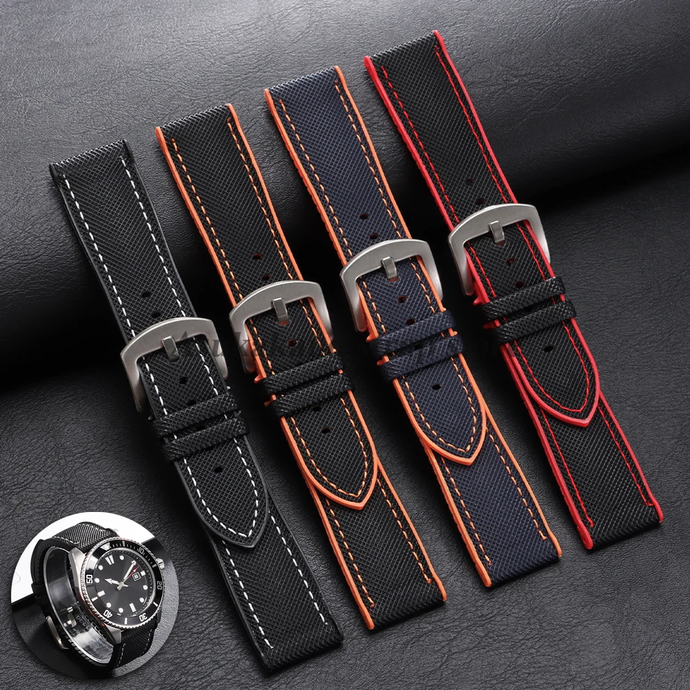 Bold Black and Orange Nylon Silicone Sports Wristband - Premium Men's Watch Strap