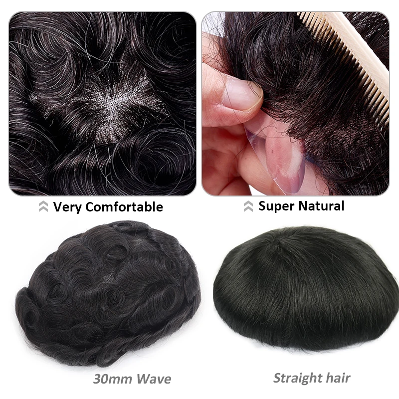 Men Hair Toupee Men's Capillary Prothesis  Thickness Full Pu Wig  Man Natural Human Hair Wig 100% Straight Hairpiece - Toupee - AliExpress