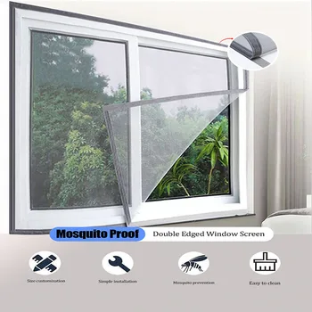 Summer, home use, simple, gray, mosquito net mesh, multi size screen window, 2cm self-adhesive tape, screen window, curtain mesh