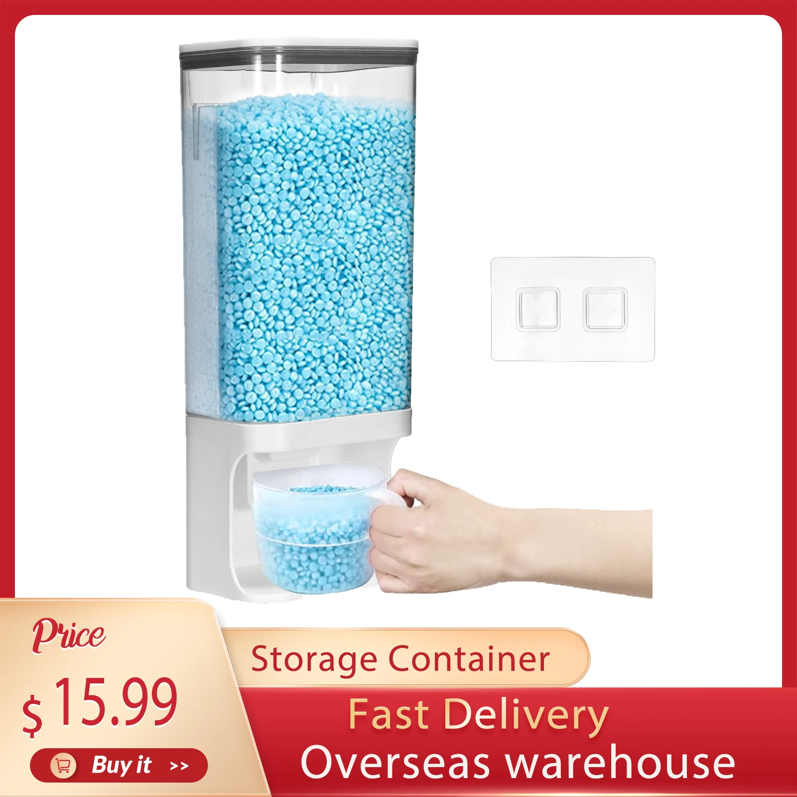 

Laundry Detergent Dispenser Leak-Proof Refillable Empty Tank for Powder Softener Bleach Storage Container with Labels