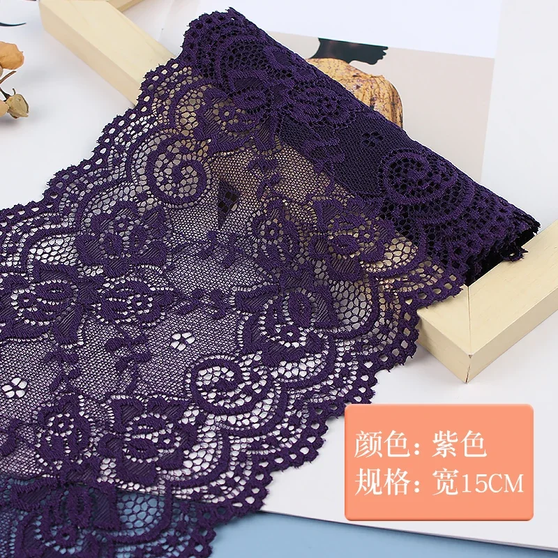 15cm 1meter Elastic Stretchy Flower Lace Ribbon Fabric Trim DIY Sewing Handmade Craft Materials
