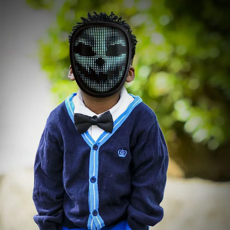 Led Light Up Mask Bluetooth APP Programmable Changing Face Luminous Mask for Halloween Christmas Party Carnival Bar DJ