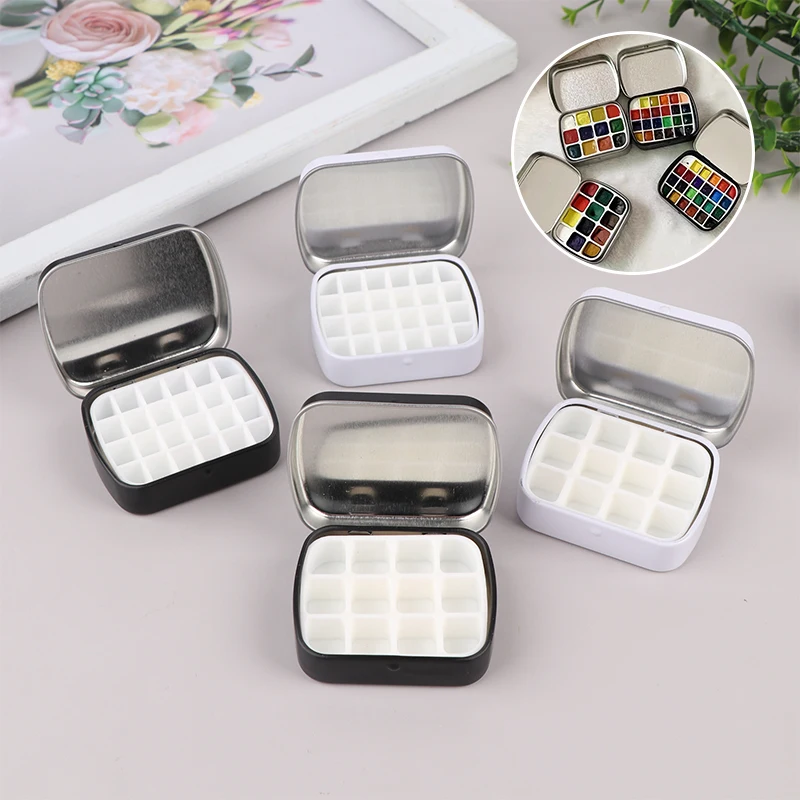 

Portable Empty Watercolor Tin Box 12 grids Mini Watercolor Paint Palette Travel Painting Paint Tray Art Supplies