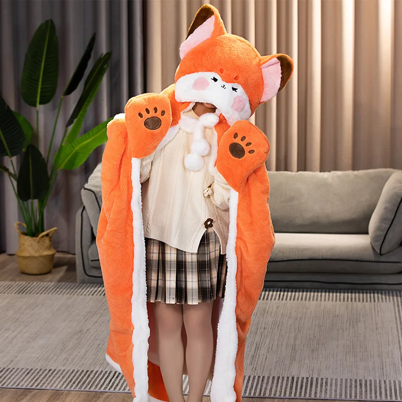 Nice 1pc 100cm /160cm New Fox Lovely Plush Soft Cloak Fox Cape Cartoon Cloak Coral Fleece Air Blankets Birthday Valentine Gifts valentine s day lovely letter pad beautiful flower gift envelope cartoon envelope writing paper letter paper stationery paper