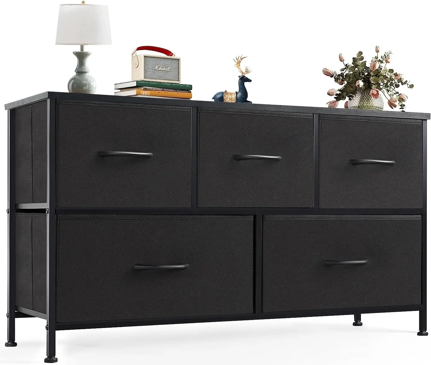 

Dresser for Bedroom, Storage with 5 Drawer Organizer Closet Chest Small Clothes Fabric Cabinet, Kids Furniture Drawer Binis