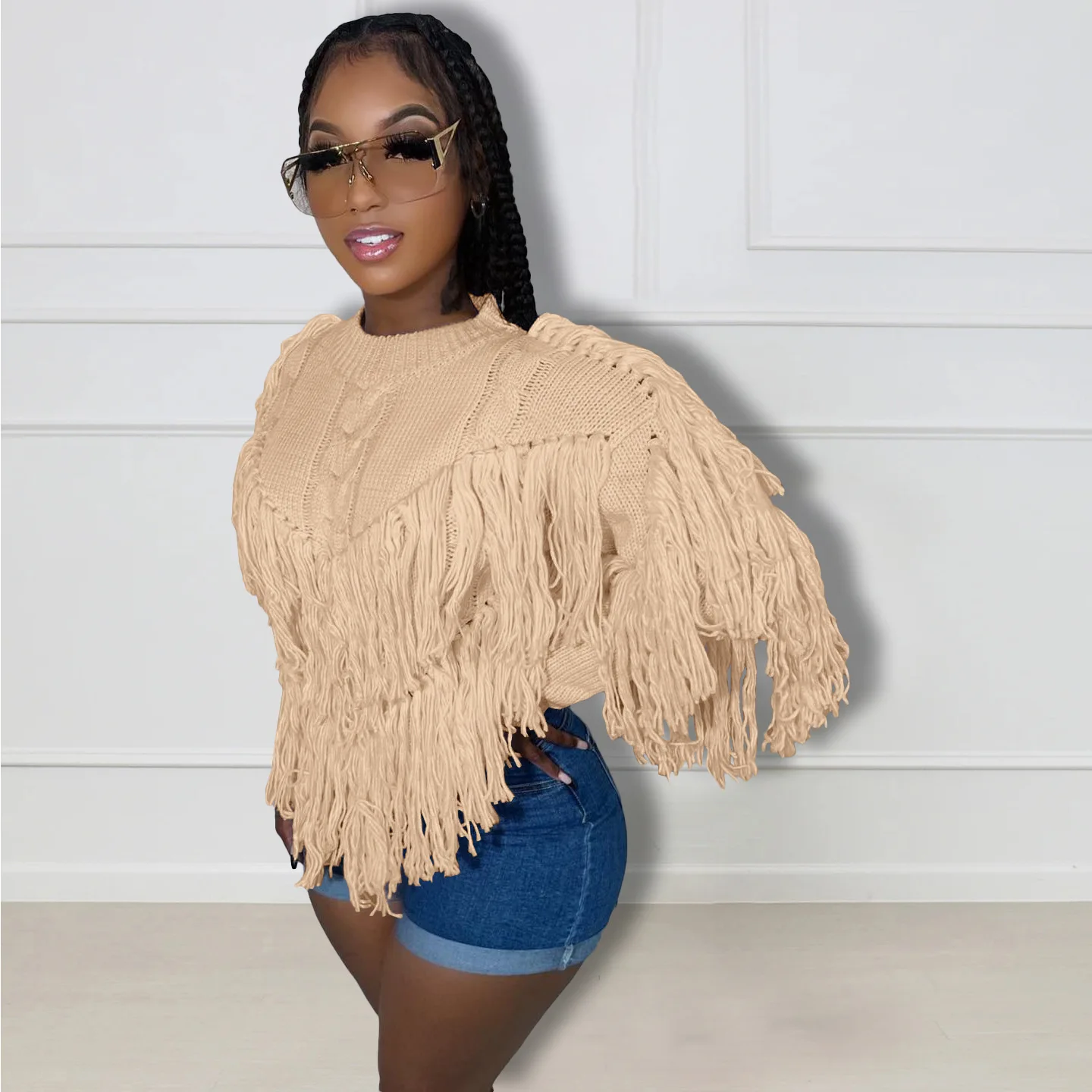 Plus Size Women Thick Sweater Fringe Tassel Oversized Sweaters 2022 Fall Female Cloth Fashion Knit Tops Winter Casual Cardigan
