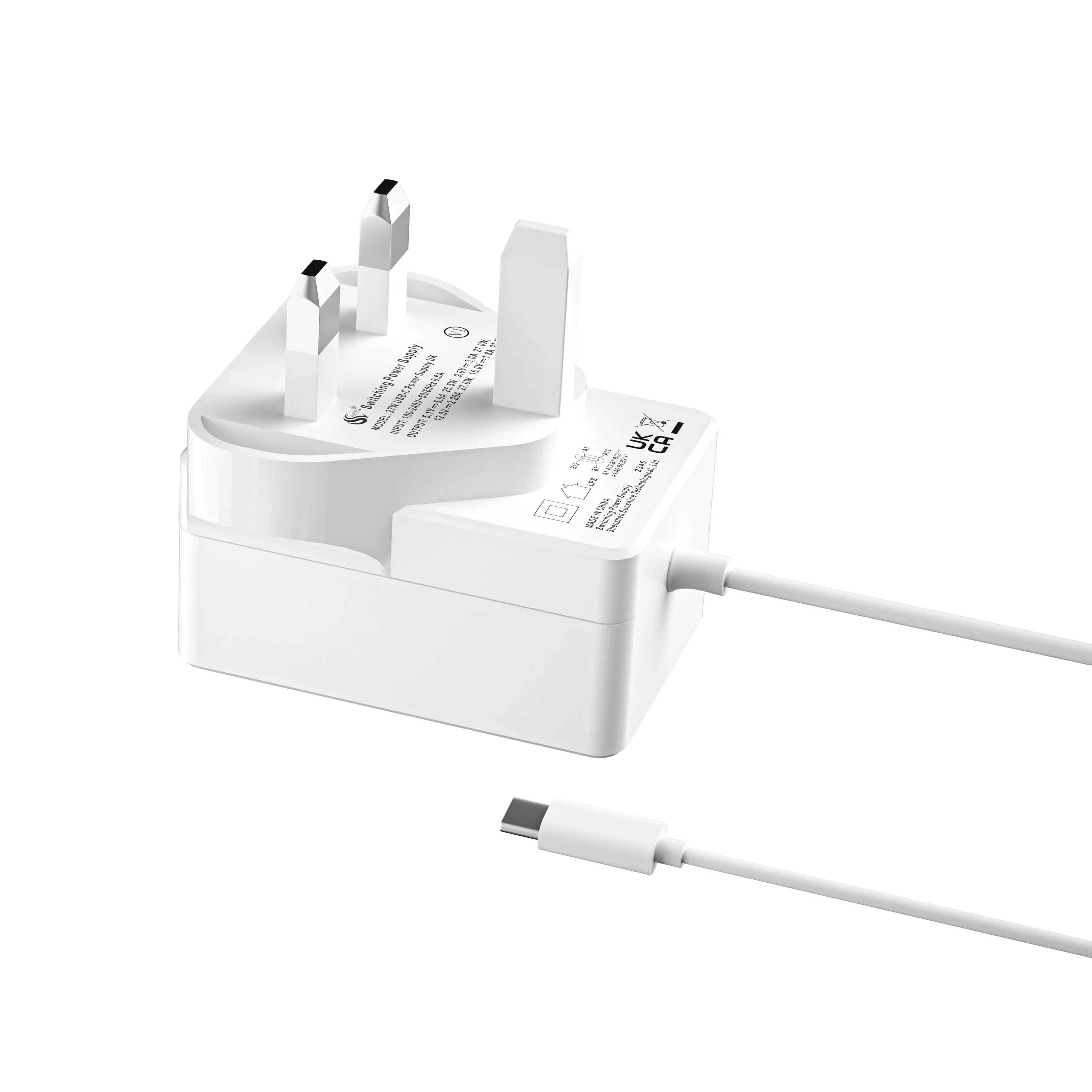 27W USB-C Power Supply 5.1V 5A Compatible for PD Charging UK Plug for Raspberry Pi 5