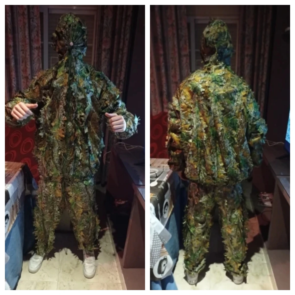 Ghillie Suit Clothing Suit Pants Hooded Jacket Outdoor Men Women Camouflage Jungle CS Training Leaves