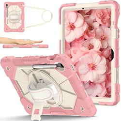 Rugged Tablet Cover with Straps - Heavy Duty Protection for S9 11 SM - X710 X716B (Rose gold)
