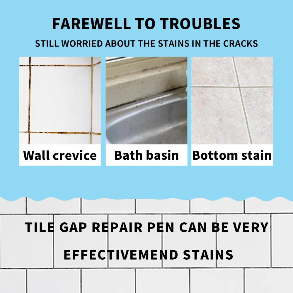 Description Picture 4 of item1Pc Tile Marker Waterproof Grout Pen Repair Marker Wall Seam Pen For Tile Floor Bathroom Quick Dry White Grout Decontamination