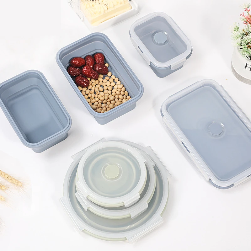 

Portable Lunch Box Students Leakproof Microwavable Bento Box Collapsible Food Keep Fresh Storage Container Picnic Outdoor Boxes