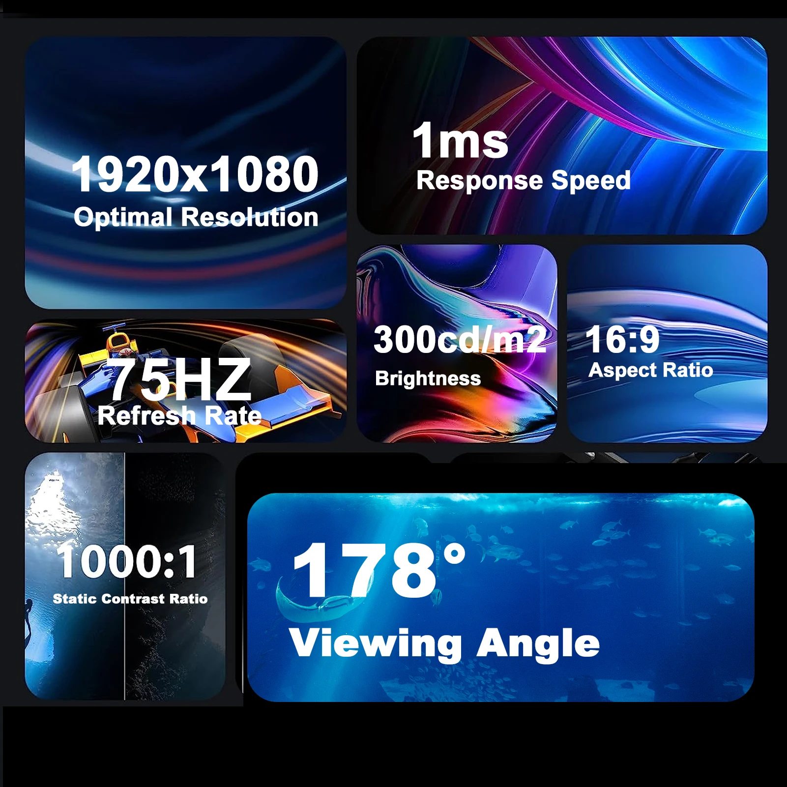 ʹ LED , ػ 16:9, HDMI  ɾ ũž Ϳ ȣȯ , 1920x1080 ػ, 75HZ, 22 ġ, 300cd/m2