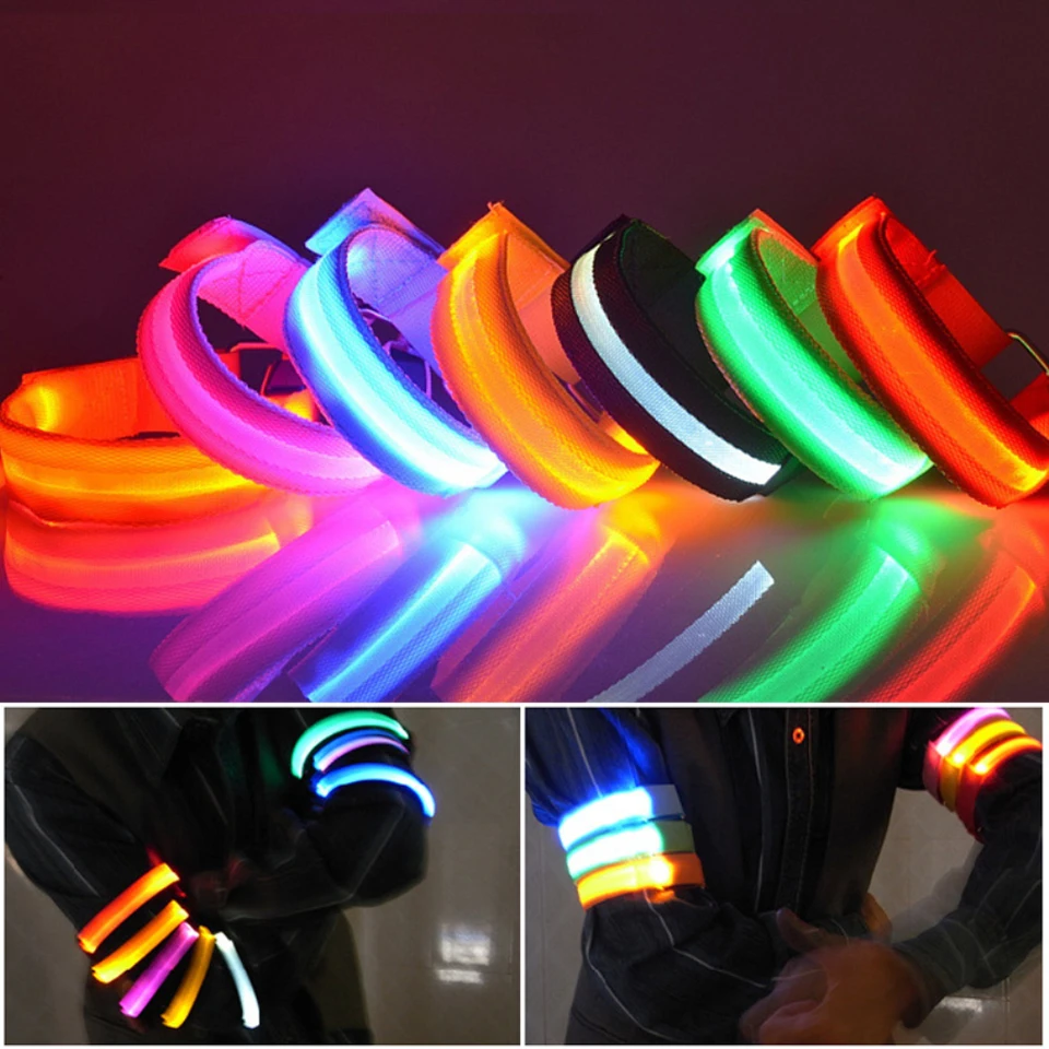 Tioheam Brassard De Course à LED - Bracelet Phosphorescent | Les Bracelets Lumineux Clignotants Brillent Dans L'obscurité Brassard Réfléchissant Voyants D'avertissement Pour Promener Le Chien