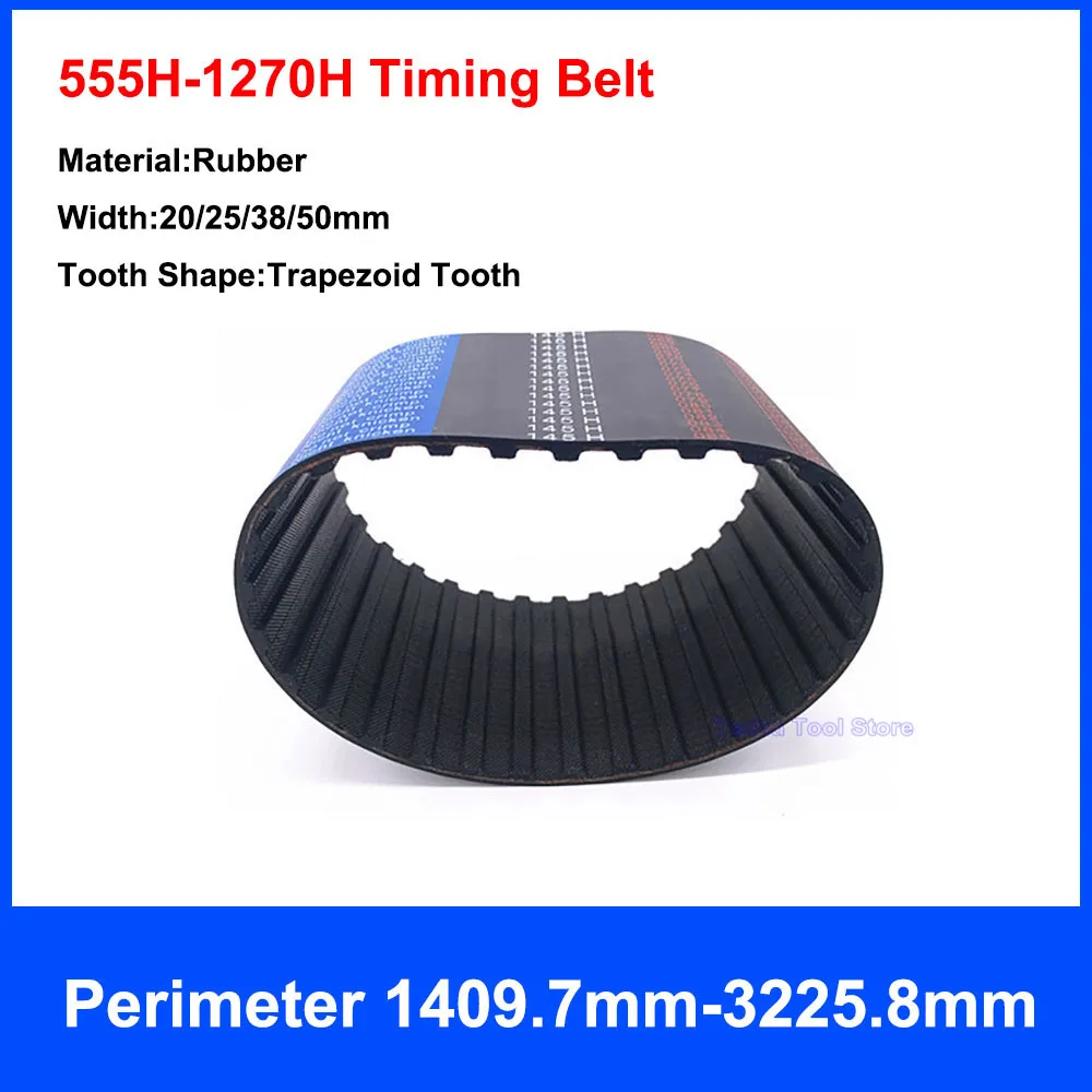 

1PCS H Type Timing Belt 555H-1270H Black Rubber Closed Loop Synchronous Belt Width 20/25/38/50mm Perimeter 1409.7mm-3225.8mm