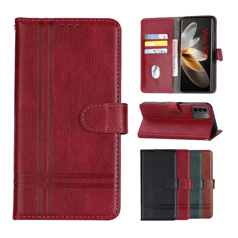 

Wallet Leather Case For Vivo V27 6.78 Inch чехол Leather Flip Stand Phone Case корпус For Vivo V27 Capa De Telefone Cover Funda