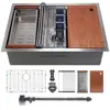 Multifunctional Undermount Kitchen Sink 32"x19" Single Bowl with Workstation Set Stainless Steel Accessories R10 Corners 3mm 1