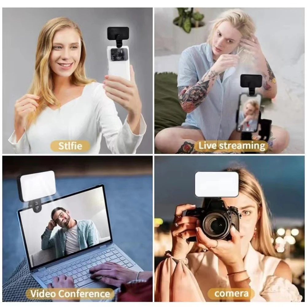 Selfie fill light portable mini selfie rechargeable mobile phone computer video conference live stream clip 3 modes
