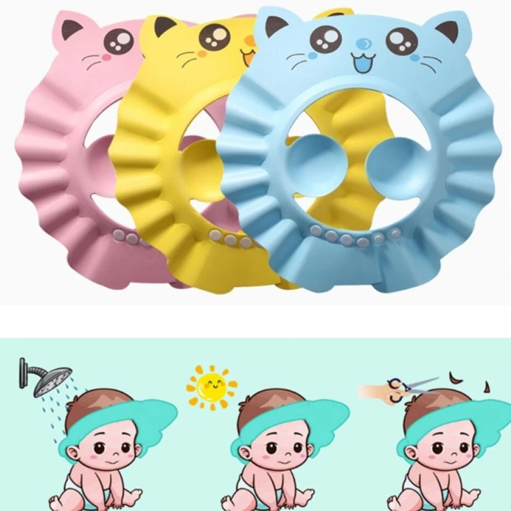 Soft PVC shower cap adjustable in size with ear protection function for hair washing hair wash hat shampoo shower cap