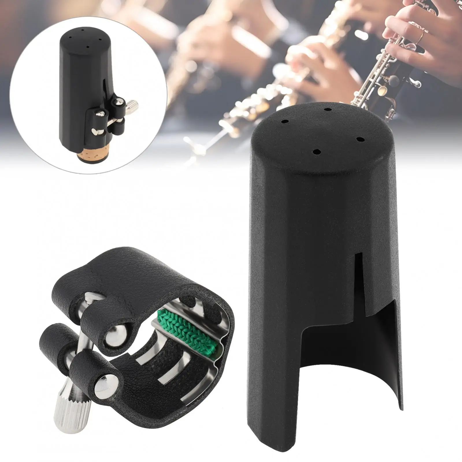 Bb Clarinet Leather Ligature and Plastic Mouthpiece Cap Cover Clarinet Mouthpiece Fastener Sets clarinet mouthpiece sets