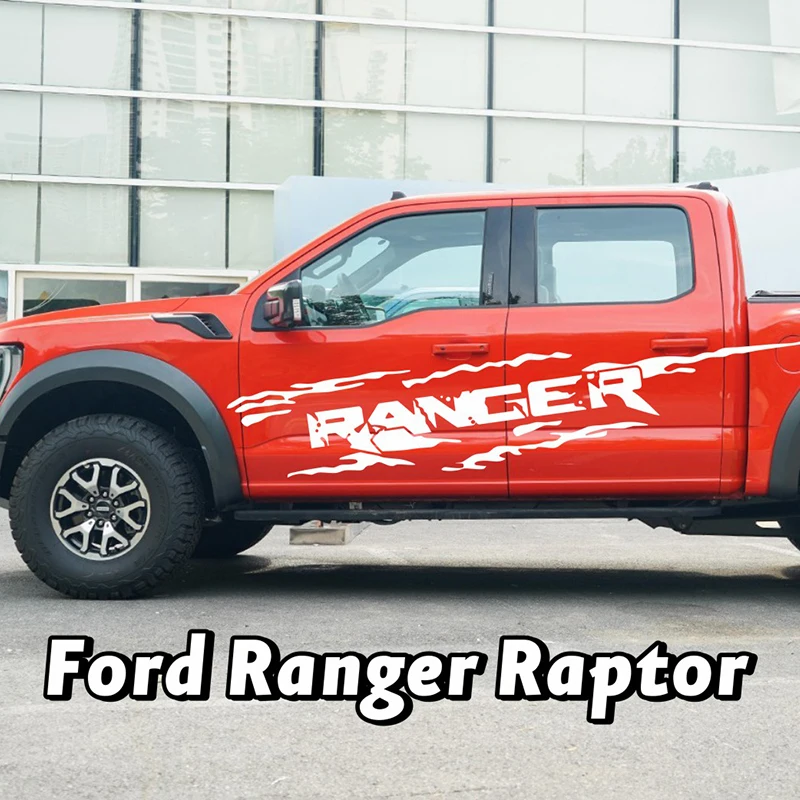 

2PCS Off Road Car Styling Door Side PVC Stickers For Ford Ranger Raptor Pickup Auto Vinyl Body Decor Decals Tuning Accessories