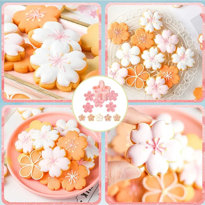 Cherry Blossom Cookie Cutter Fondant Stamp Floral Biscuit DIY Baking Tool Cake Decoration Pastry Mold cookie cutter,baking mold,cookie mould,cookie printing mold,fondant cutter,baking decorating tools,cookie maker press kit