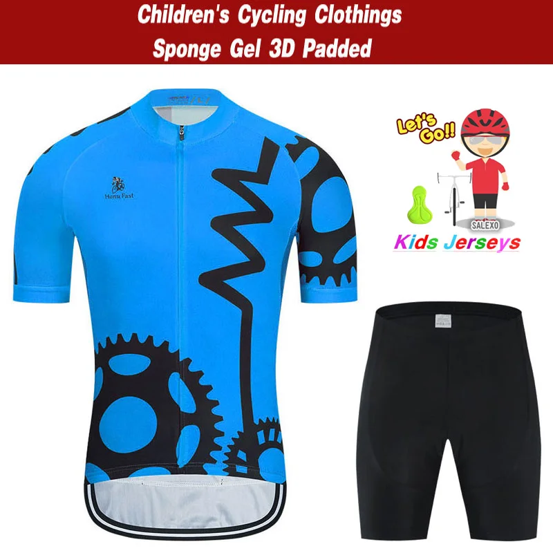 New 2024 Kids Cycling Clothing Bicycle Wear Short Sleeve Jersey with Shorts Set Boy Girl MTB Road Bike Suits Ropa De Ciclismo 5