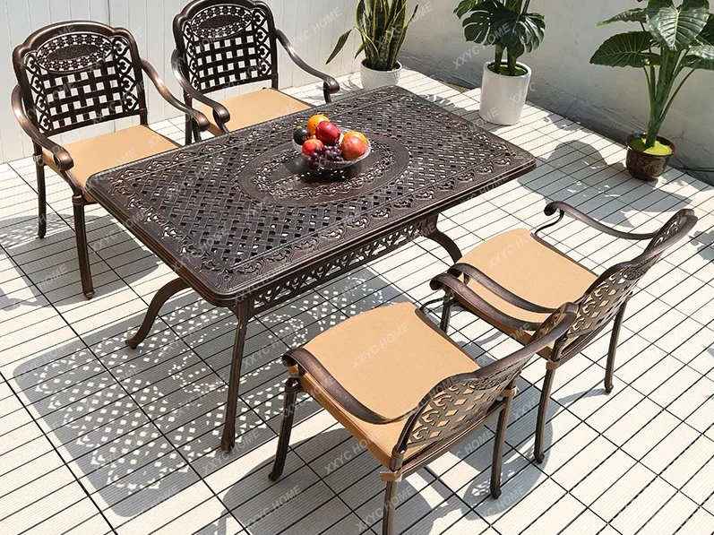 Outdoor Desk-Chair Courtyard Aluminum Alloy Leisure Outdoor Balcony Cast Aluminum Waterproof and Sun Protection