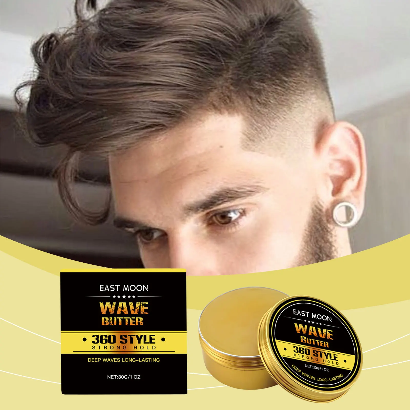 Argan Oil Hair Styling Wax Low Shine Reduce Frizz Strong Hold Finished Molding Non Greasy Men Vitamin Hair Shaping Wax 30g