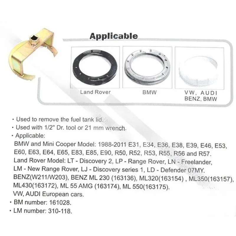 Adatto per chiave tappo carburante Land Rover, chiave pompa carburante Mini BMW, Freelander 2 Range Rover, Volkswagen Audi  34