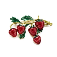 Enamel Strawberry Brooches Pins Fruit Cute Flower Strawberry Girl Brooch Silk Scarf Buckle Clothing DIY Hat Bag Accessory 6