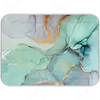Tappetino per asciugare i piatti in marmo verde viola 18x24 pollici per cucina Tie Dye Grigio Piatti Pad Scolapiatti Tappetino assorbente Cucina ad asciugatura rapida 1