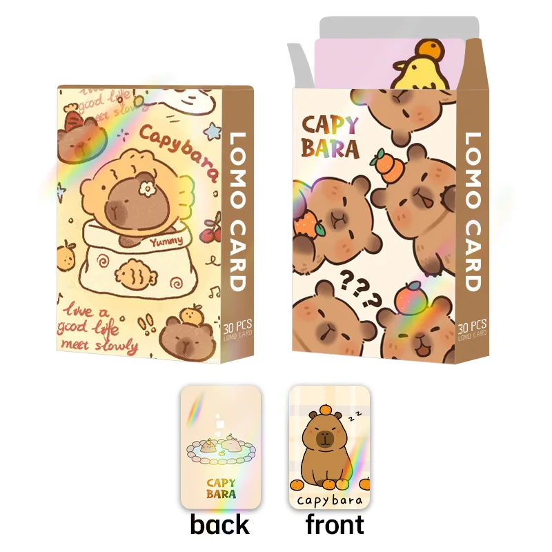 Cartoon Animal Capybara Double Sided Printing Card Cartoon Lomo Cards HD Photocard Kids Gift Collection Cards 30pcs