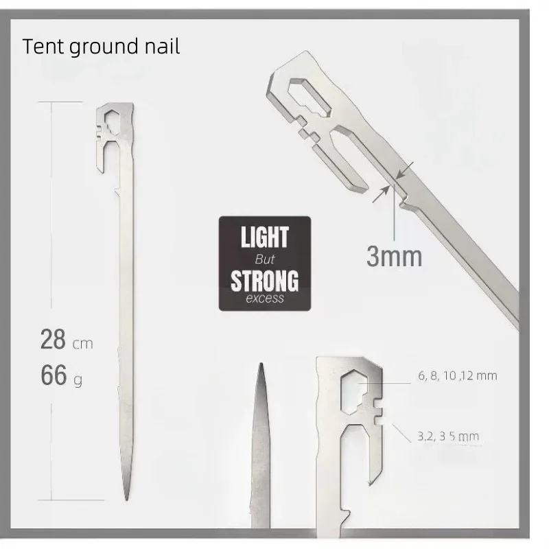 Stainless steel tent nails outdoor camping nails fixed stakes hiking camping supplies 1 piece/pack