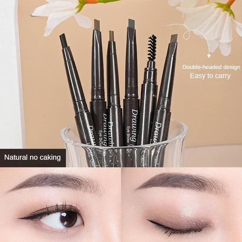 Double Head Eyebrow Enhancers Pencil Tattoo Waterproof Long Lasting Professional Brow Pen With Eyebrow Brush Natural Eye Makeup 2