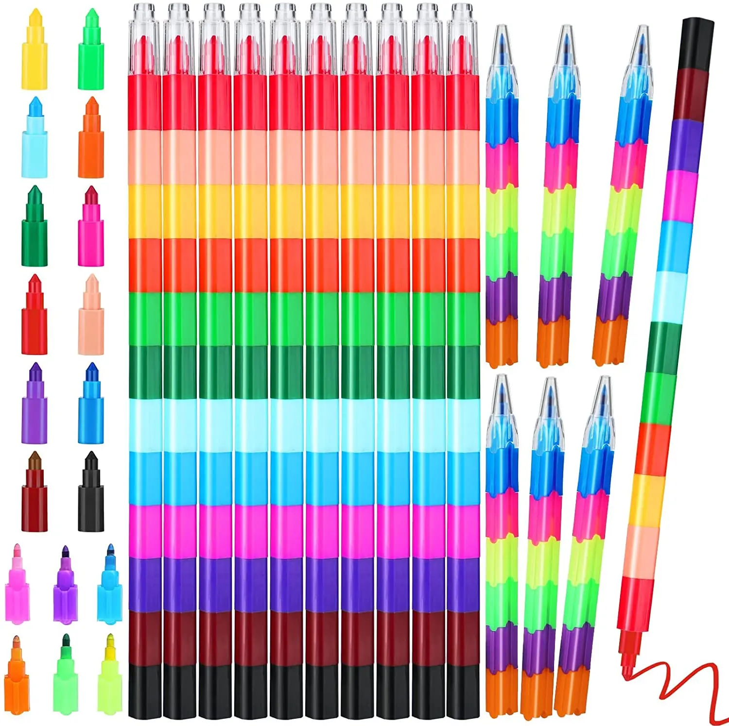 Stacking Stackable Buildable Colorful Crayon Party Favors Rainbow Pencils for Kids' Crayons Coloring School Office Supplies