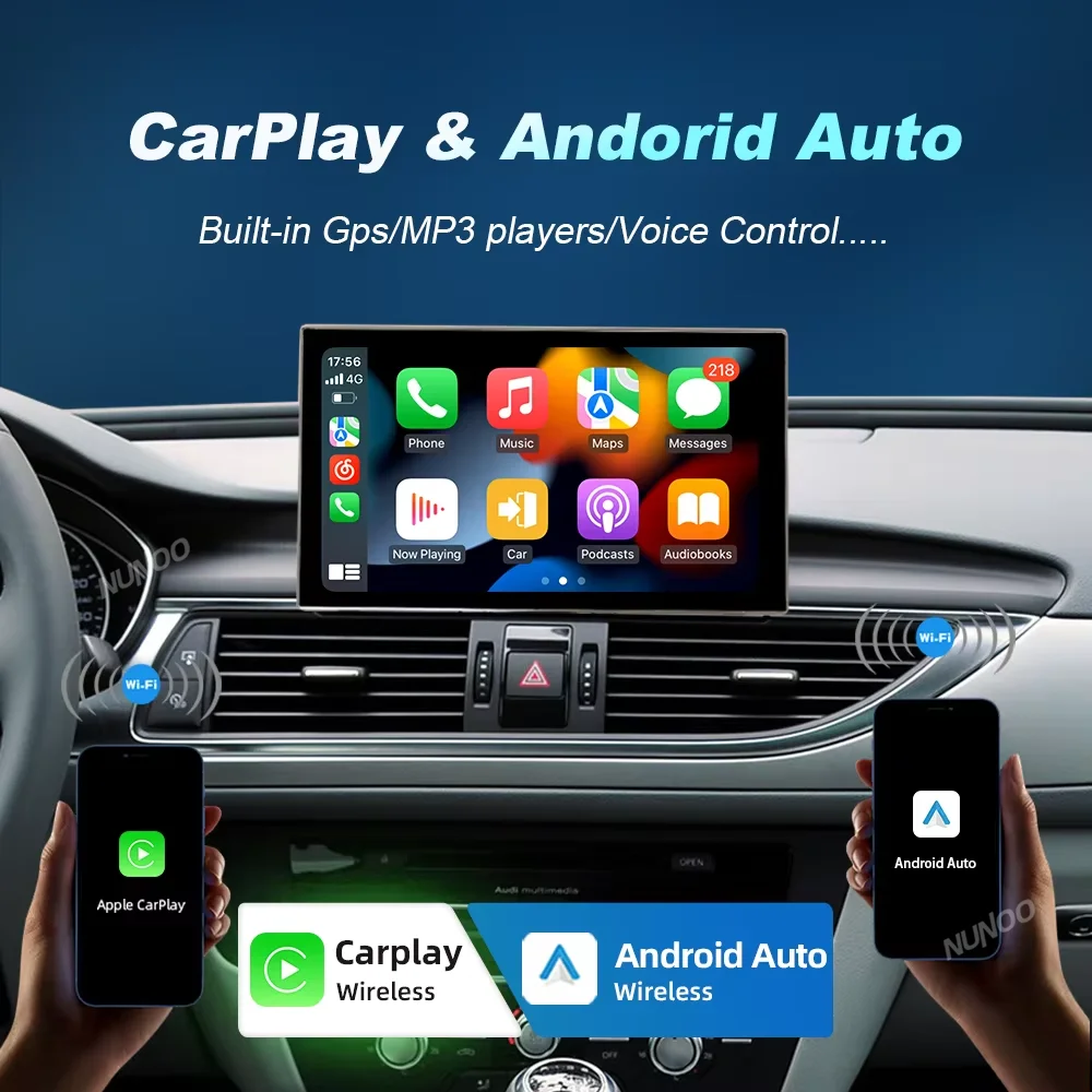 Qualcomm Android 14, Carplay Inalámbrico para Audi A6 C7 A7 2012-2018, Pantalla Táctil, Reproductor Multimedia para Auto, Radio GPS, Radio para Auto 4