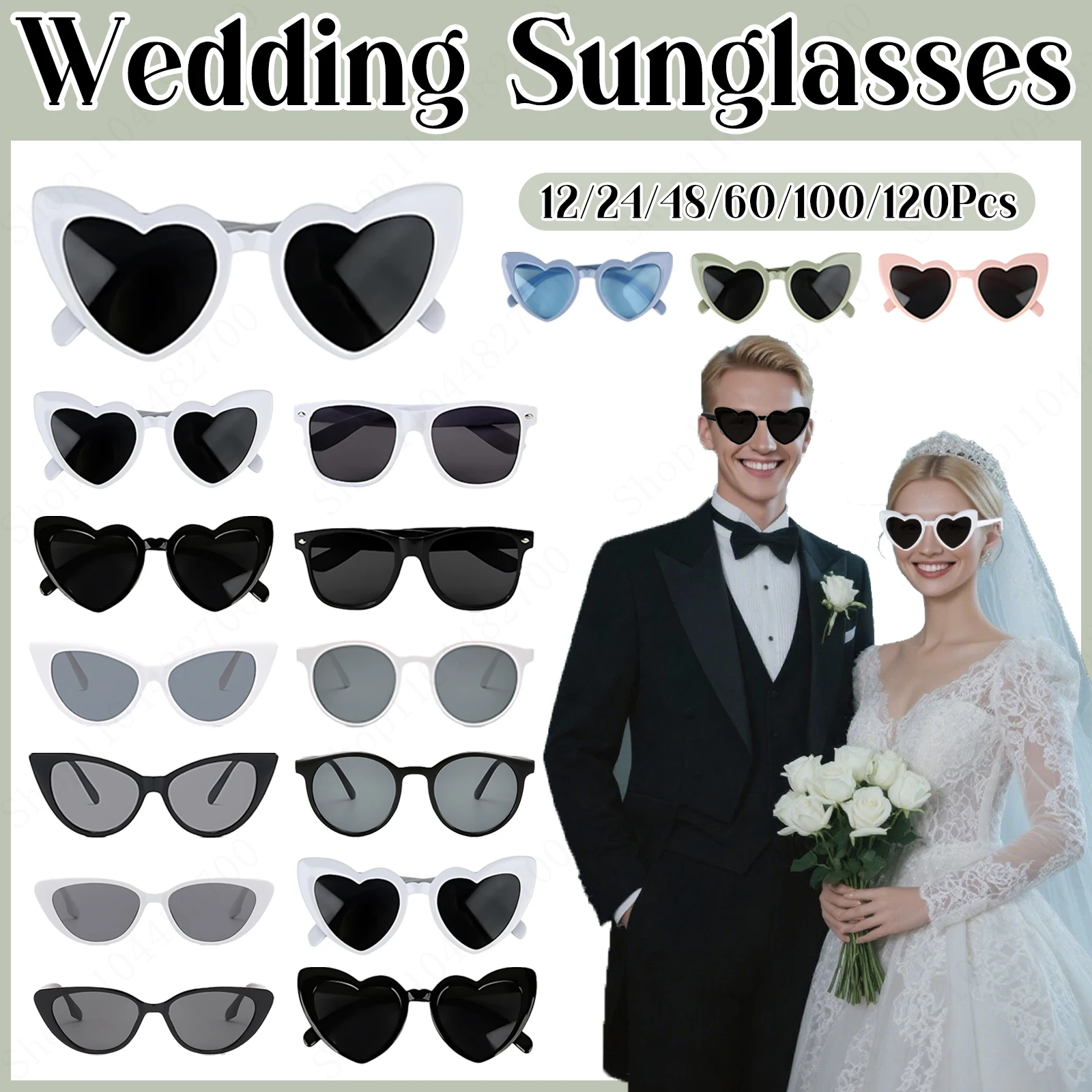 12-120Pcs Wedding Heart Shaped Sunglasses Bulk Bachelor Party Sunglasses Party Favor for Guest Bride Bridesmaids Groomsmen Gifts