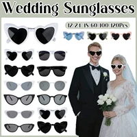 12-120Pcs Wedding Heart Shaped Sunglasses Bulk Bachelor Party Sunglasses Party Favor for Guest Bride Bridesmaids Groomsmen Gifts
