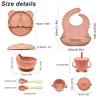 Baby Feeding Plate Sets Suction Bowl Silicone Plate For Kids 6Pcs Children Tableware Personalized Name Dinner Dishes Cups Spoon 2